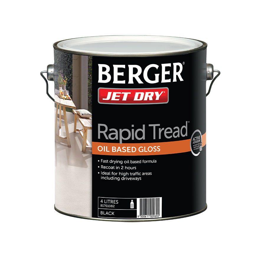 Berger Jet Dry Rapid Tread Gloss Black 4L Inspirations Paint